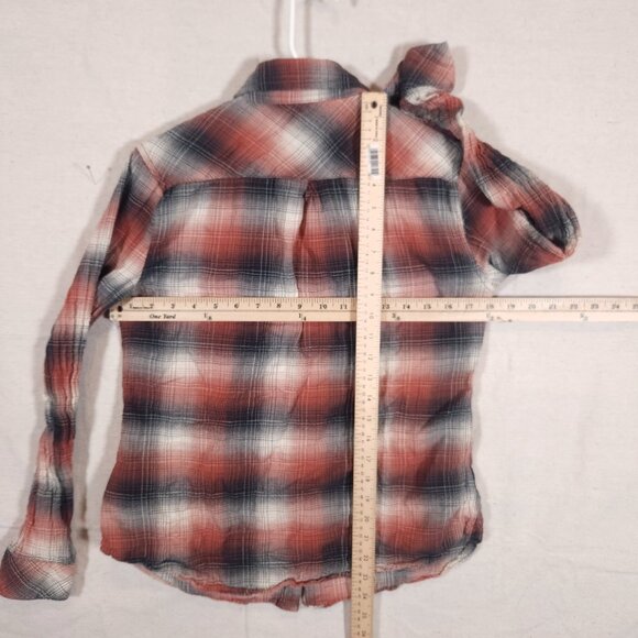Dylan True Grit Snap Shirt Womens Medium Long Sleeve Plaid Pockets FLAWS - Picture 3 of 9